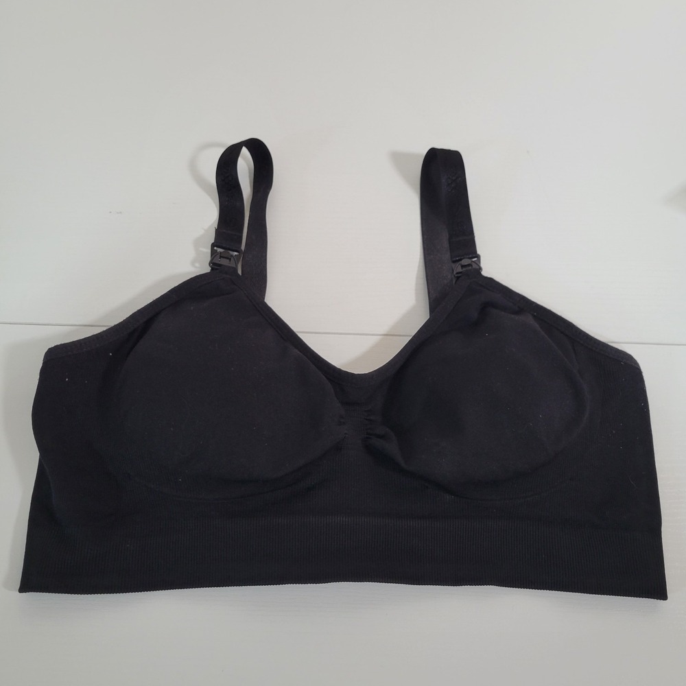 KATHY Maternity Nursing Bra Black One Size Wireless H8017 Adjustable Straps 1956